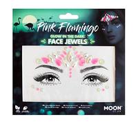 Moon Glow Bijoux de visage qui brillent dans le noir pour les pierres précieuses du corps du visage, autocollants de maquillage en cristal pailleté, bijoux de tatouage temporaire (flamant rose)