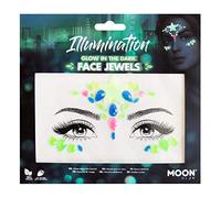 Moon Glow brillent dans les bijoux de visage sombres pour les gemmes de corps de visage, autocollants à paillettes pour maquillage en cristal, bijoux de tatouage temporaire (éclairage), néon