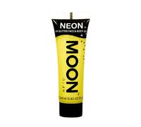 Moon Glow - Gel pailleté fluo UV visage & corps. 12 ml. Jaune Fluo. Peinture pailletée pour le visage