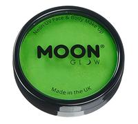 Moon Glow Pots à Gâteaux Pro Intense Neon UV Peinture pour le visage et le corps - Maquillage professionnel à base d'eau pour adultes et enfants, vert foncé, 36 g