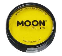 Moon Glow Pots à Gâteaux Pro Intense Neon UV Peinture pour le visage et le corps - Peinture professionnelle à base d'eau pour adultes et enfants, Jaune intense, 36 g