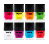 Moon Glow Vernis à ongles UV néon - Vernis à ongles néon brillant - Brille sous les rayons UV, Orange, 10 ml (lot de 8)