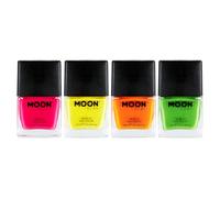 Moon Glow Vernis à ongles UV néon - Vernis à ongles néon brillant - Brille sous les rayons UV, Orange, 10 ml (lot de 4)