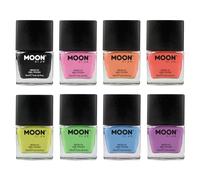 Moon Glow Vernis à ongles UV néon - Vernis à ongles néon brillant - Brille sous les rayons UV, Orange, 10 ml (lot de 8)