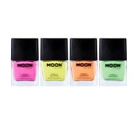 Moon Glow Vernis à ongles UV néon - Vernis à ongles néon brillant - Brille sous les rayons UV, Orange, 10 ml (lot de 4)
