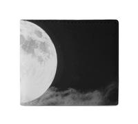 Moon in Cloud Portefeuille à deux volets pour homme et femme, 10,9 x 9,4 cm, portefeuille compact en cuir avec fenêtre pour carte d'identité et poche pour pièces de monnaie, porte-cartes fin et