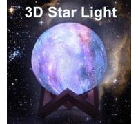 Moon Light 3D Moon Light Veilleuse avec support étoilé Galaxy 3D Light, Télécommande Moon Light Night, Enfants 16 Couleurs