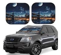 Moon Light New York City Lot de 2 pare-soleil pliables pour fenêtre avant de voiture pour la plupart des voitures, accessoires d'intérieur de véhicule universels, bloquant le soleil, taille M