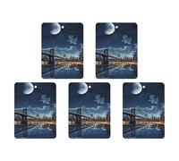 Moon Light New York City Lot de 5 feuilles d'encens parfumées à suspendre pour voiture, maison, décoration intérieure carrée, style gris