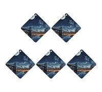 Moon Light New York City Lot de 5 feuilles d'encens parfumées à suspendre pour voiture, maison, décoration intérieure Motif losange Noir