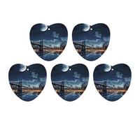 Moon Light New York City Lot de 5 feuilles d'encens parfumées à suspendre pour voiture, maison, voiture, décoration intérieure, forme d'amour, style noir