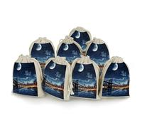 Moon Light New York City Lot de 8 sacs vides en mousseline avec cordon de serrage en coton réutilisables et lavables pour herbes, épices, bonbons, savon, bijoux, cadeaux de mariage