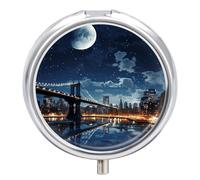Moon Light New York City Pilulier de voyage 3 compartiments quotidiens petit pilulier rond en métal pour sac à main