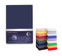 Moon 'Lit à sommier tapissier Drap Housse Drap Housse 190 g/m² 180 x 200-200 x 220 "Line silver 50 cm chevalet, bleu foncé, 200x220