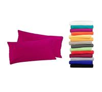 Moon Lot de 2 Luxury Linon Taie d'oreiller Housse de coussin avec reißverschluß100% coton, Coton, rose bonbon, 40 x 60