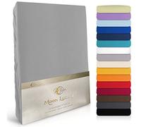 Moon Luxury Drap Housse Drap Housse en jersey stretch 230 g/m² pour lit à eau, lit à sommier tapissier et les matelas, Coton, graphite, 200x220-220x240
