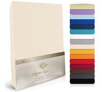 Moon Luxury Drap Housse Drap Housse en jersey stretch 230 g/m² pour lit à eau, lit à sommier tapissier et les matelas, Coton, naturel, 180x200-200x220