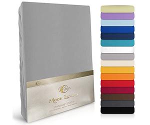 Moon Luxury Drap Housse Drap Housse en jersey stretch 230 g/m² pour lit à eau, lit à sommier tapissier et les matelas, Coton, graphite, 90x200-100x220