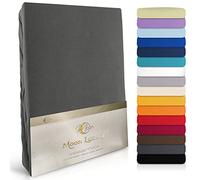 MOON -Luxury Drap-housse en jersey stretch 230 g/m² pour lits à eau, lits à sommier tapissier et matelas traditionnels (anthracite, 200 x 220 - 220 x 240 cm)