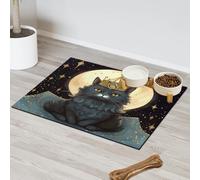Moon Magic Crown Tapis d'alimentation pour chat et chien Tapis d'alimentation pour animal domestique Tapis d'alimentation absorbant Nti-Slip Contiennent les déversements Protège les sols Set de table