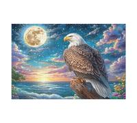 Moon Night Pygargue à tête Blanche 1000 Pieces Casse-tête Débutant en Carton Haute Qualité Facile Apprentissage Loisir Créatif Décoration Murale Cadeau Saint Valentin 1000 PCS