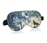 Moon Night Wolf Masque de Sommeil pour Hommes Femmes Blackout Eye Cover, Masque pour les Yeux Doux et Confortable avec Sangle Réglable, Bloque la Lumière pour Voyage Sommeil Yoga Sieste