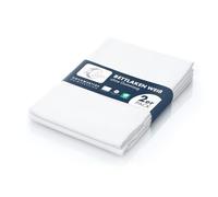 Moon - Offre spéciale!! Lot de 2 draps de maison, draps de lit, draps de lit - env. 150 x 250 cm pour matelas 100x200 cm sans élastique - lavable à 95° (blanc)