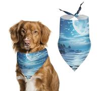 Moon Over Bandana triangle pour chien en polyester lavable - Bandana mignon pour animaux de compagnie - Pour chiens et chats de taille moyenne et grande