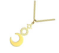 Moon Pendant Necklace Women Delicate Lock Chain Jewelry Present Special Occasions Like Valentine Day Christmas and Mother Material Suitable for Everyday Wear