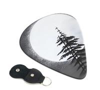 Moon Pine Tree Lot de 6 médiators avec porte-médiators en cuir pour guitare électrique, ukulélé 0,46 mm