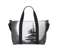 Moon Pine Tree Sac de voyage à bandoulière résistant à l'eau, grand bagage à main avec sangle réglable, multi-compartiments pour la gym, les voyages, l'extérieur, Pin lunaire, Taille unique