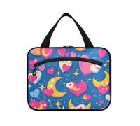 Moon Pixel Art Trousse de toilette à suspendre pour homme avec crochet, trousse de maquillage unisexe pour voyageurs, voyages, Porta Cosmeticos Mujer para cartera L