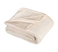 Moon - Plaid toucher cachemire - En matériaux recyclés - Couverture d'environ 150 x 200 cm - Qualité extra lourde : env. 500 g/m² - Beige