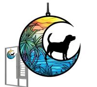 Moon Puppy Pendant - Catcher de soleil de chien acrylique artisanal - Panneaux de receveur de soleil de fenêtre intérieure avec chaîne, cadeaux sur le thème des chiens pour hommes et femmes