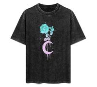 Moon Rose Pastel Goth Soft Goth Aesthetic Clothes Occult T-Shirt Unisex Black Tee 3XL
