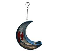 Moon Shape Feeder, Versatile Bird Bowl, 9.84x2.76x8.27 inches Feeding Hanger with Rust Guard, Sturdy Iron Water Frame, Garden Dish with Secure Hook, Seed Station for Patio and Deck
