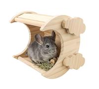 Moon Shaped Pine Wood Chinchilla Hideout, Cage Accessories for Hamsters