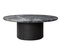 Moon Table Basse Ronde Ø120 cm avec Base Bois et Plateau Marbre Emperador Gris