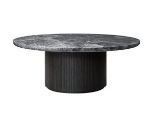 Moon Table Basse Ronde Ø120 cm avec Base Bois et Plateau Marbre Emperador Gris