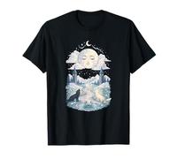 Moon Tarot Wolves Aquarelle Mystique céleste T-Shirt