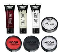 Moon Terror Pro FX Halloween 3 Kit de maquillage professionnel à effets spéciaux | Faux sang, cire à modeler, gomme spirituelle, peinture professionnelle pour le visage et le corps, SFX, multicolore