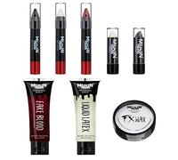 Moon Terror Pro FX Halloween 5 Kit de maquillage professionnel à effets spéciaux | Faux sang, latex liquide, cire à modeler, crayon de peinture visage et corps, rouge à lèvres, SFX, multicolore,