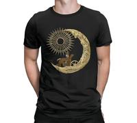 Moon Travel T-Shirts for Men Steampunk Vintage Surrealism Crazy Cotton Tee Shirt O Neck Short Sleeve