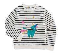 Moon Under the Bridge Sweat-shirt à col rond en coton pour fille, Licorne rayée, 3-4 ans