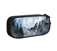 Moon Wolf Trousse à crayons avec fermeture éclair Noir Grande capacité pour l'école, le bureau et les voyages, Noir , Taille unique, Organiseur de sac