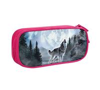 Moon Wolf Trousse à crayons avec fermeture éclair Noir Grande capacité pour l'école, le bureau et les voyages, rose, Taille unique, Organiseur de sac