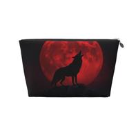 Moon Wolf Trousse de maquillage de voyage en cuir étanche