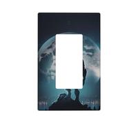 Moon Wolf Warrior Plaque murale 1 gang Taille standard 11,2 x 6,9 cm Plaque décorative pour interrupteur en polycarbonate thermoplastique
