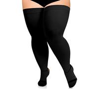 Moon Wood Bas Hauts pour Cuisses Épaisses Femmes extra longues opaques au-dessus du genou Noir Grande Taille 55D