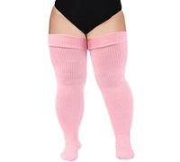 Moon Wood Chaussette Tres Haute sans Couture Femme Couleur Extra Longues Chaussettes Montantes Femme Fantaisie Bottes Chaussettes femme Grande Taille Rose